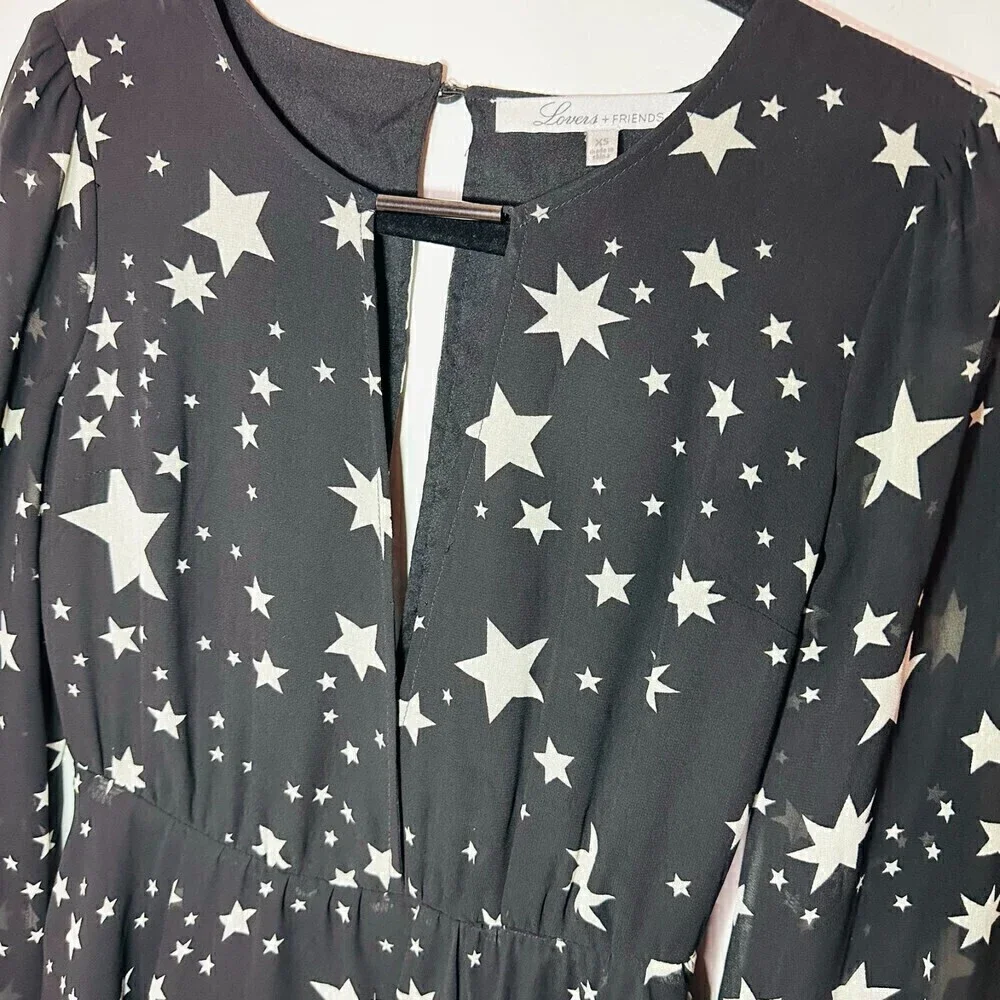 Lovers + Friends Lana Dress Star Print Black XS - Picture 5 of 10